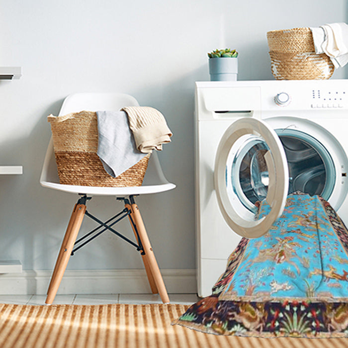 Machine Washable Traditional Dark Almond Brown Rug in a Washing Machine, wshtr4684