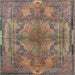 Square Traditional Chestnut Brown Medallion Rug, tr4685