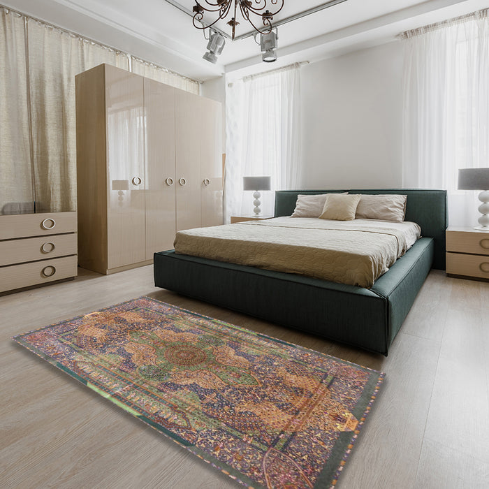 Machine Washable Traditional Chestnut Brown Rug in a Bedroom, wshtr4685
