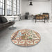 Round Traditional Gold Brown Animal Rug in a Office, tr4686