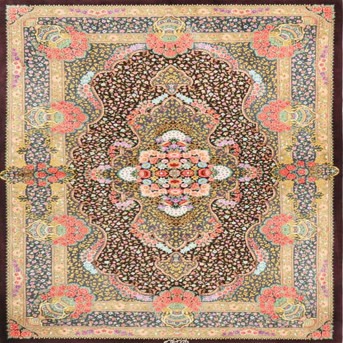 Square Traditional Sienna Brown Persian Rug, tr4687