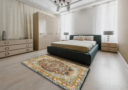 Traditional Sienna Brown Persian Rug in a Bedroom, tr4689