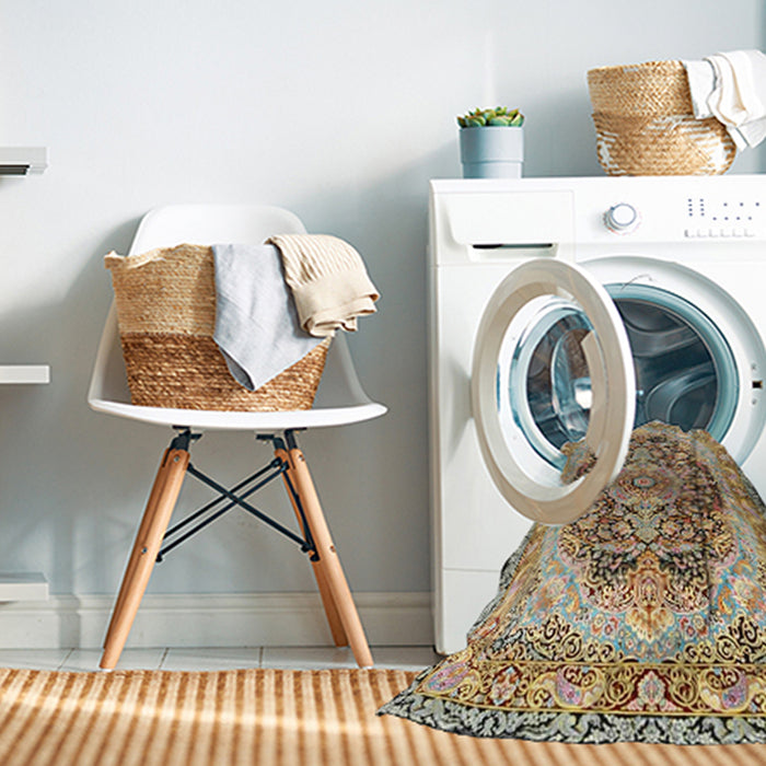 Machine Washable Traditional Sienna Brown Rug in a Washing Machine, wshtr4689