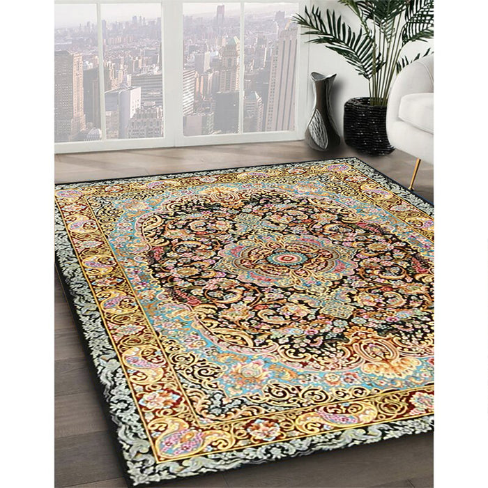 Machine Washable Traditional Sienna Brown Rug in a Family Room, wshtr4689