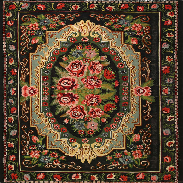 Square Traditional Red Medallion Rug, tr468