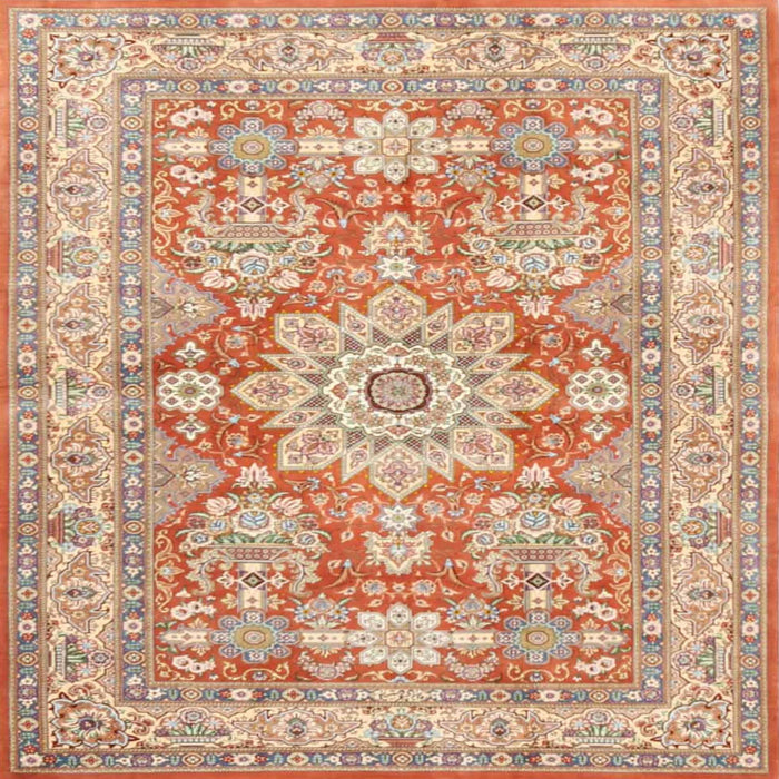 Square Traditional Brown Medallion Rug, tr4690