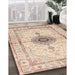 Traditional Deep Peach Orange Medallion Rug in Family Room, tr4691