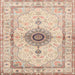 Square Traditional Deep Peach Orange Medallion Rug, tr4691