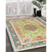 Traditional Dark Almond Brown Medallion Rug in Family Room, tr4694