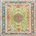 Square Traditional Dark Almond Brown Medallion Rug, tr4694