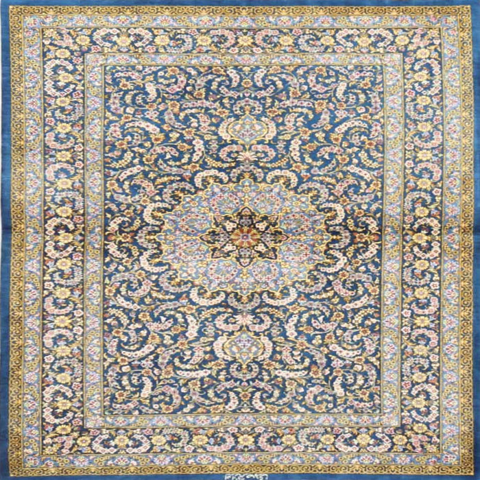 Square Traditional Silver Gray Medallion Rug, tr4695