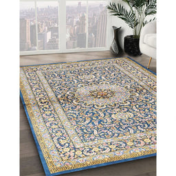 Traditional Silver Gray Medallion Rug in Family Room, tr4695