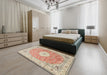 Machine Washable Traditional Rust Pink Rug in a Bedroom, wshtr4697