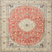 Round Machine Washable Traditional Rust Pink Rug, wshtr4697