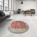 Round Machine Washable Traditional Tan Brown Rug in a Office, wshtr4698