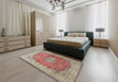 Traditional Tan Brown Oriental Rug in a Bedroom, tr4698