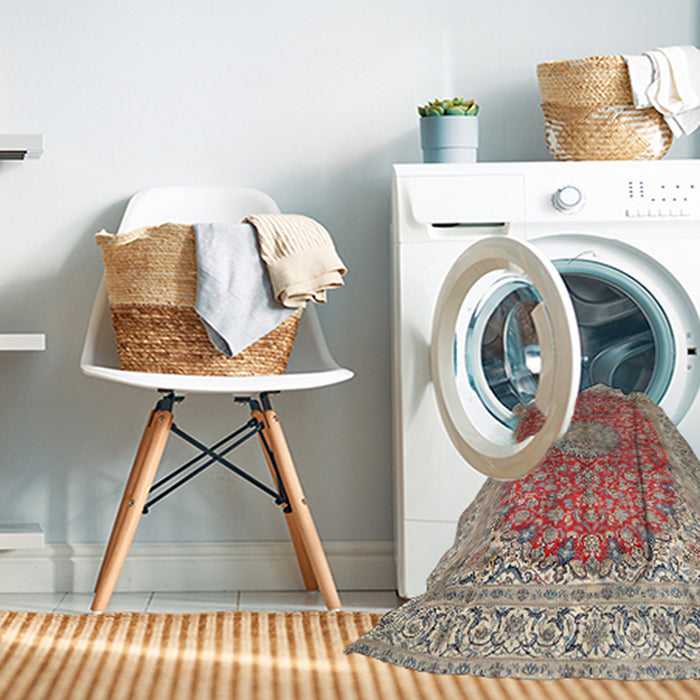 Machine Washable Traditional Tan Brown Rug in a Washing Machine, wshtr4698