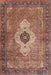 Machine Washable Traditional Brown Red Rug, wshtr4699