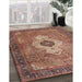 Traditional Brown Red Medallion Rug in Family Room, tr4699