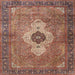 Square Traditional Brown Red Medallion Rug, tr4699