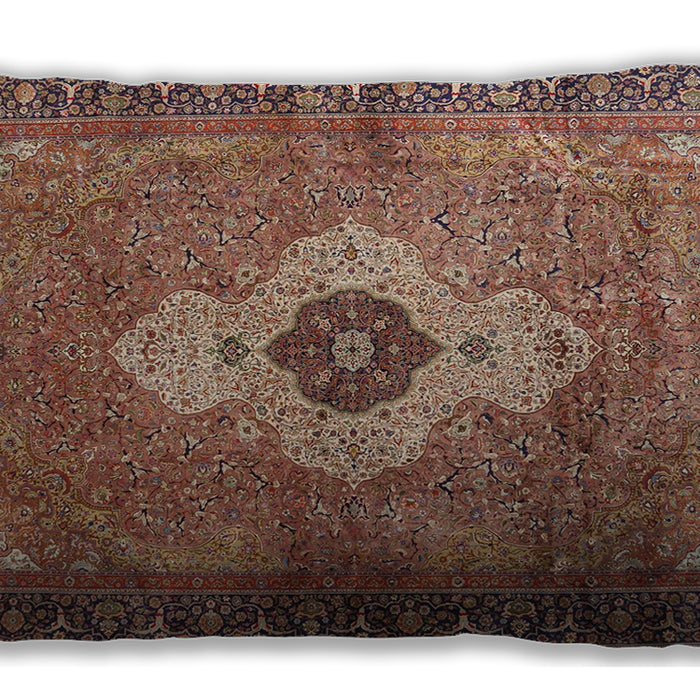 Traditional Classic Rectangular Brown Red Lumbar Throw Pillow, 13 inch by 19 inch, lbtr4699