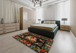 Traditional Red Medallion Rug in a Bedroom, tr469