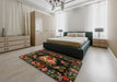 Machine Washable Traditional Night Red Rug in a Bedroom, wshtr469