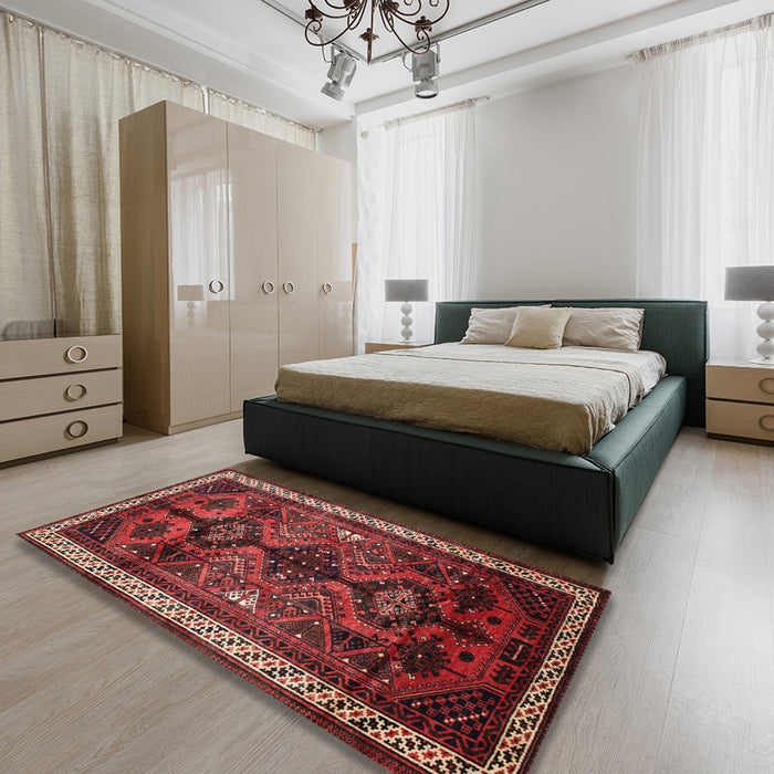Machine Washable Traditional Sienna Brown Rug in a Bedroom, wshtr46