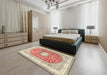 Traditional Rust Pink Persian Rug in a Bedroom, tr4701