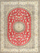 Machine Washable Traditional Rust Pink Rug, wshtr4701