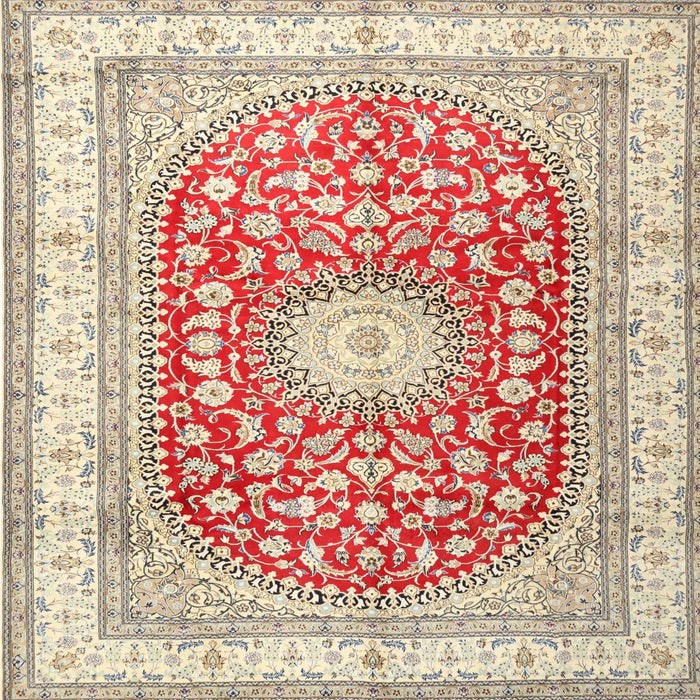 Round Machine Washable Traditional Rust Pink Rug, wshtr4701