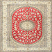 Round Machine Washable Traditional Rust Pink Rug, wshtr4701