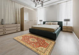 Traditional Mahogany Brown Persian Rug in a Bedroom, tr4702