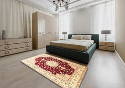 Traditional Sun Yellow Medallion Rug in a Bedroom, tr4705