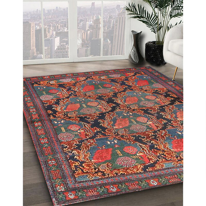 Machine Washable Traditional Dark Almond Brown Rug in a Family Room, wshtr4707