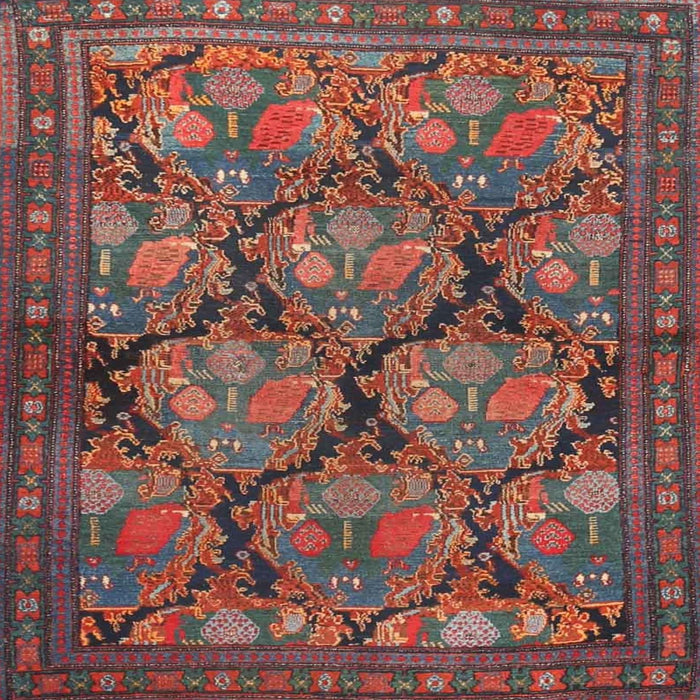 Square Traditional Dark Almond Brown Persian Rug, tr4707