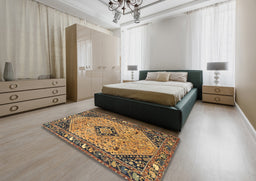 Traditional Yellow Medallion Rug in a Bedroom, tr4708