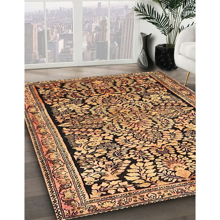 Traditional Sand Brown Persian Rug in Family Room, tr4709