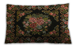 Traditional Classic Rectangular Black Brown Lumbar Throw Pillow, 13 inch by 19 inch, lbtr470