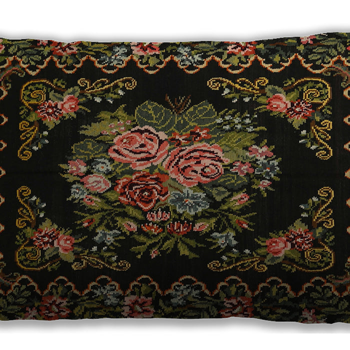 Traditional Classic Rectangular Black Brown Lumbar Throw Pillow, 13 inch by 19 inch, lbtr470