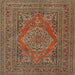 Square Traditional Dark Sienna Brown Medallion Rug, tr4710