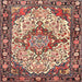 Square Traditional Brown Red Medallion Rug, tr4711