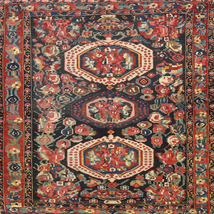 Square Traditional Saffron Red Medallion Rug, tr4712