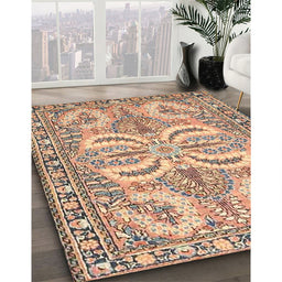 Traditional Gold Brown Persian Rug in Family Room, tr4713