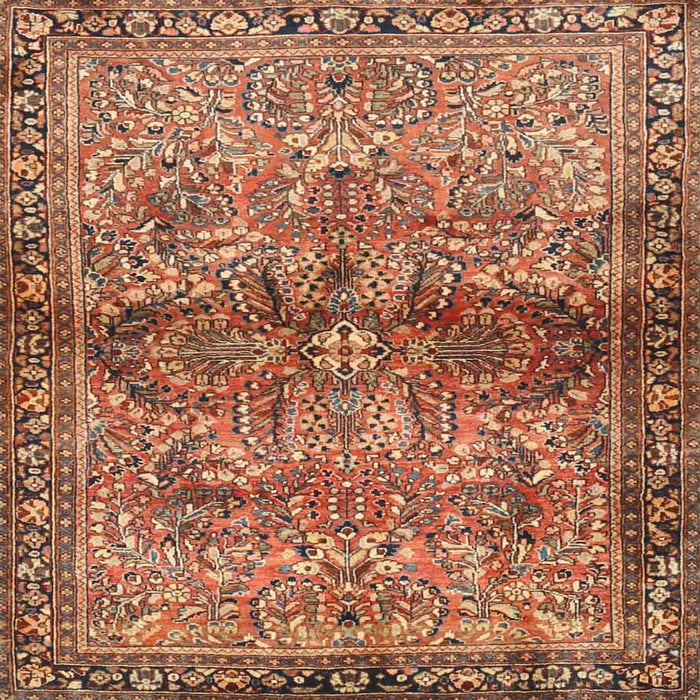 Square Traditional Mahogany Brown Persian Rug, tr4716