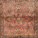 Round Machine Washable Traditional Mahogany Brown Rug, wshtr4716