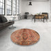 Round Machine Washable Traditional Mahogany Brown Rug in a Office, wshtr4716