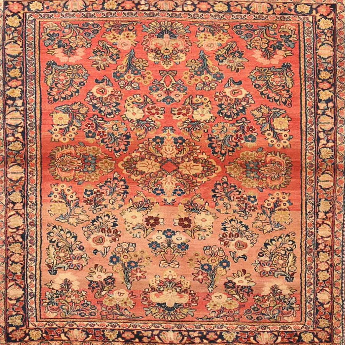 Square Traditional Mahogany Brown Persian Rug, tr4717