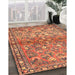 Traditional Mahogany Brown Persian Rug in Family Room, tr4717