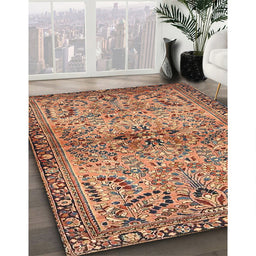 Machine Washable Traditional Sienna Brown Rug in a Family Room, wshtr4718